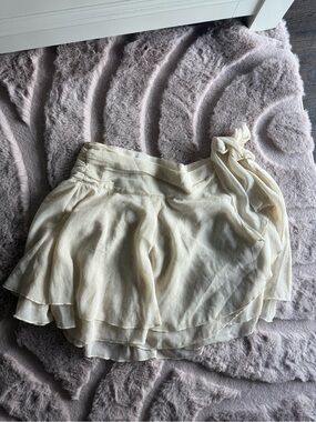 Aerie Ivory Ruffle Tiered Wrap Mini Skirt